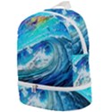Tsunami Waves Ocean Sea Nautical Nature Water Painting Zip Bottom Backpack View1