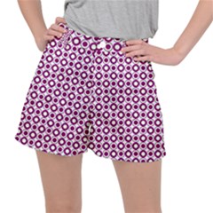 Mazipoodles Magenta White Donuts Polka Dot Women s Ripstop Shorts by Mazipoodles