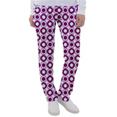 Mazipoodles Magenta White Donuts Polka Dot Women s Casual Pants by Mazipoodles