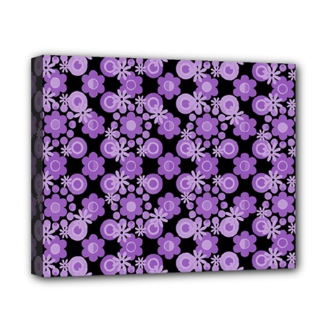 Bitesize Flowers Pearls And Donuts Lilac Black Canvas 10  X 8  (stretched) by Mazipoodles