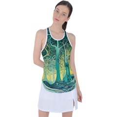 Nature Trees Forest Mystical Forest Jungle Racer Back Mesh Tank Top by Ravend