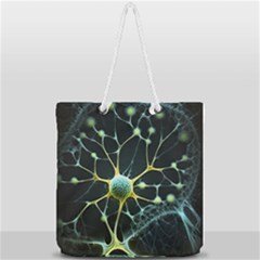 Ai Generated Neuron Network Connection Full Print Rope Handle Tote (large) by Ravend