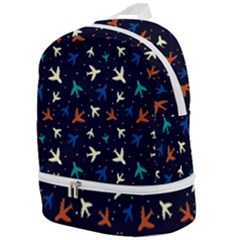 Blue Background Cute Airplanes Zip Bottom Backpack by ConteMonfrey