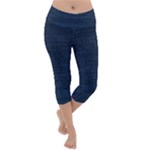 Digital dark blue Linen Lightweight Velour Capri Yoga Leggings