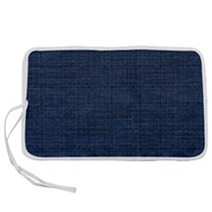 Digital Dark Blue Linen Pen Storage Case (l) by ConteMonfrey