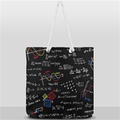 Black Background With Text Overlay Mathematics Formula Board Full Print Rope Handle Tote (large) by uniart180623