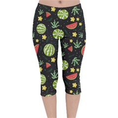 Watermelon Berries Patterns Pattern Velvet Capri Leggings  by uniart180623