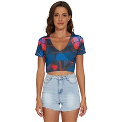 Minimalist Abstract Shaping Abstract Digital Art Minimalism V-neck Crop Top