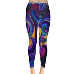 Colorful Waves Abstract Waves Curves Art Abstract Material Material Design Inside Out Leggings by uniart180623