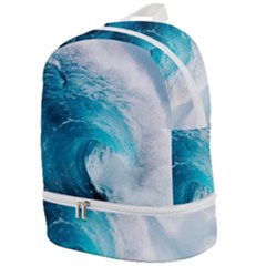 Tsunami Big Blue Wave Ocean Waves Water Zip Bottom Backpack by uniart180623
