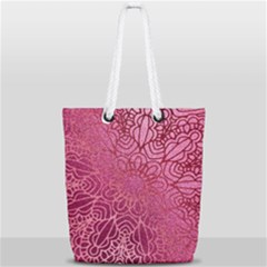 Pink Mandala Glitter Bohemian Girly Glitter Full Print Rope Handle Tote (small) by uniart180623