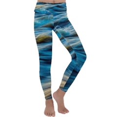 Waves Abstract Waves Abstract Kids  Lightweight Velour Classic Yoga Leggings by uniart180623
