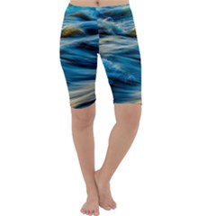 Waves Abstract Cropped Leggings  by uniart180623