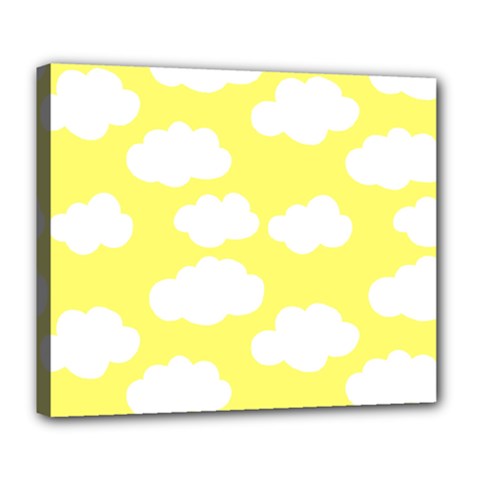 Cute Yellow White Clouds Deluxe Canvas 24  X 20  (stretched) by ConteMonfrey