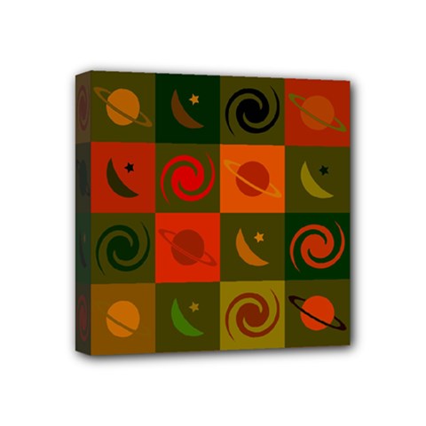 Space Pattern Multicolour Mini Canvas 4  X 4  (stretched) by Simbadda