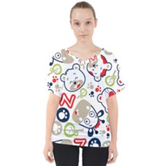 Animals Pattern V-neck Dolman Drape Top