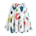 Vector Set Isolates With Cute Bird Scandinavian Style High Waist Skirt View1