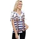 Anchor Background Design Bow Sleeve Button Up Top View3