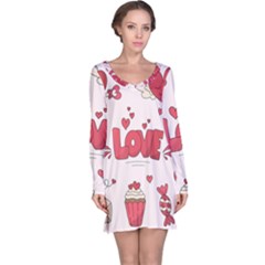 Hand Drawn Valentines Day Element Collection Long Sleeve Nightdress by Simbadda