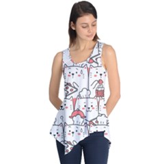 Cute-cat-chef-cooking-seamless-pattern-cartoon Sleeveless Tunic by Simbadda
