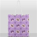 Cute-colorful-cat-kitten-with-paw-yarn-ball-seamless-pattern Full Print Rope Handle Tote (Large) View1