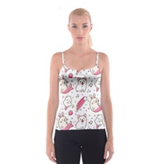 Cute-animals-seamless-pattern-kawaii-doodle-style Spaghetti Strap Top by Simbadda