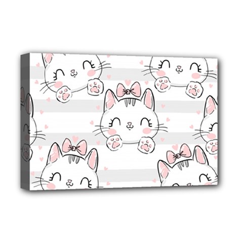 Cat-with-bow-pattern Deluxe Canvas 18  X 12  (stretched) by Simbadda