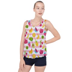 Tropical-fruits-berries-seamless-pattern Bubble Hem Chiffon Tank Top by Simbadda