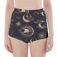 Asian-seamless-pattern-with-clouds-moon-sun-stars-vector-collection-oriental-chinese-japanese-korean High-waisted Bikini Bottoms by Simbadda
