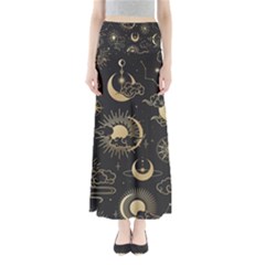 Asian-seamless-pattern-with-clouds-moon-sun-stars-vector-collection-oriental-chinese-japanese-korean Full Length Maxi Skirt by Simbadda