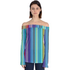 Color Stripes Off Shoulder Long Sleeve Top by Proyonanggan