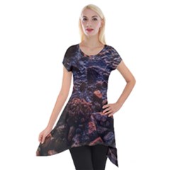 Twilight Treasures: Rocky Beachscape  Short Sleeve Side Drop Tunic by dflcprintsclothing