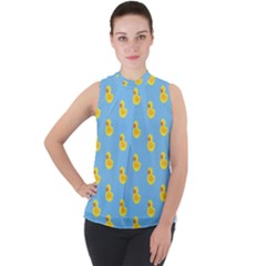 Rubber Duck Pattern Mock Neck Chiffon Sleeveless Top by Valentinaart