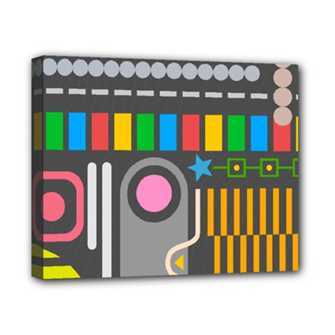 Pattern Geometric Abstract Colorful Arrow Line Circle Triangle Canvas 10  X 8  (stretched) by Bangk1t