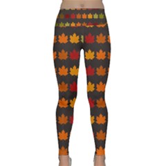 Autumn Fall Leaves Season Background Glitter Art Lightweight Velour Classic Yoga Leggings by Bangk1t