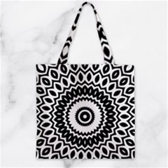 Circular Concentric Radial Symmetry Abstract Zipper Grocery Tote Bag by pakminggu