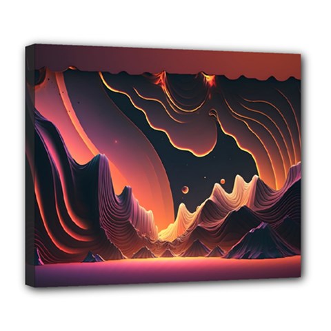 Fire Flame Burn Hot Heat Light Burning Orange Deluxe Canvas 24  X 20  (stretched) by pakminggu