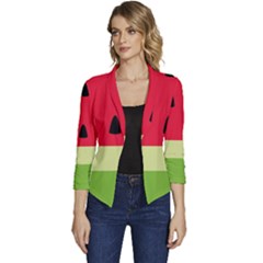 Watermelon Fruit Food Healthy Vitamins Nutrition Women s Casual 3/4 Sleeve Spring Jacket by pakminggu