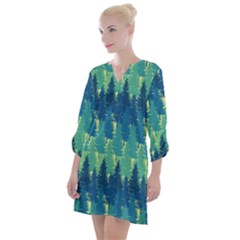 Christmas Trees Pattern Digital Paper Seamless Open Neck Shift Dress by pakminggu