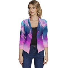 Landscape Mountain Colorful Nature Women s Casual 3/4 Sleeve Spring Jacket by Ravend
