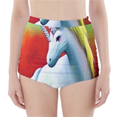 Unicorn Design High-waisted Bikini Bottoms