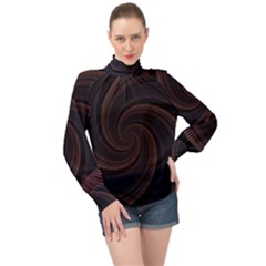 Wave Curves Abstract Art Backdrop High Neck Long Sleeve Chiffon Top by Grandong