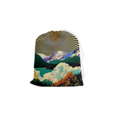 Surreal Art Psychadelic Mountain Drawstring Pouch (small) by uniart180623