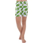 Vegetable Pattern With Composition Broccoli Kids  Lightweight Velour Capri Yoga Leggings