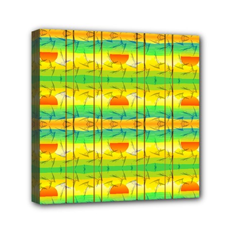 Birds-beach-sun-abstract-pattern Mini Canvas 6  X 6  (stretched) by Bedest