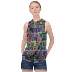 Wallpaper-background-colorful High Neck Satin Top by Bedest