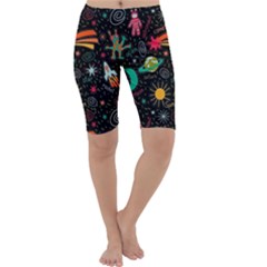 Space Seamless Pattern Cropped Leggings 