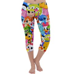 Illustration Cartoon Character Animal Cute Capri Yoga Leggings by Cowasu