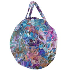 Smudged Giant Round Zipper Tote by kaleidomarblingart
