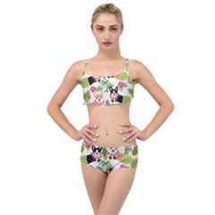 Corgis Hula Pattern Layered Top Bikini Set